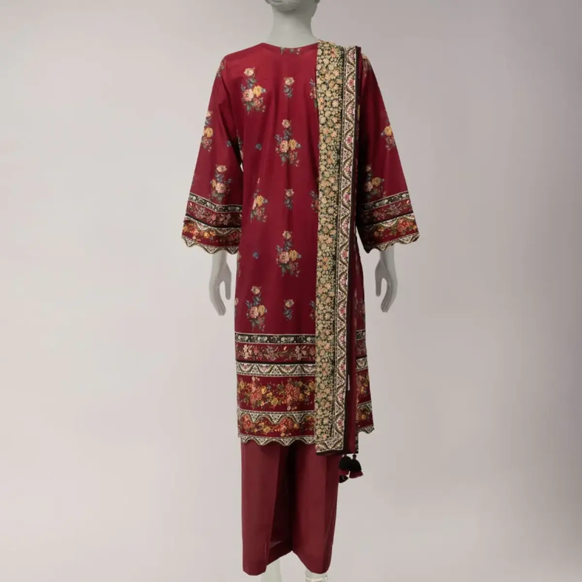 Multicolor lawn embroidered unstitched 3pc